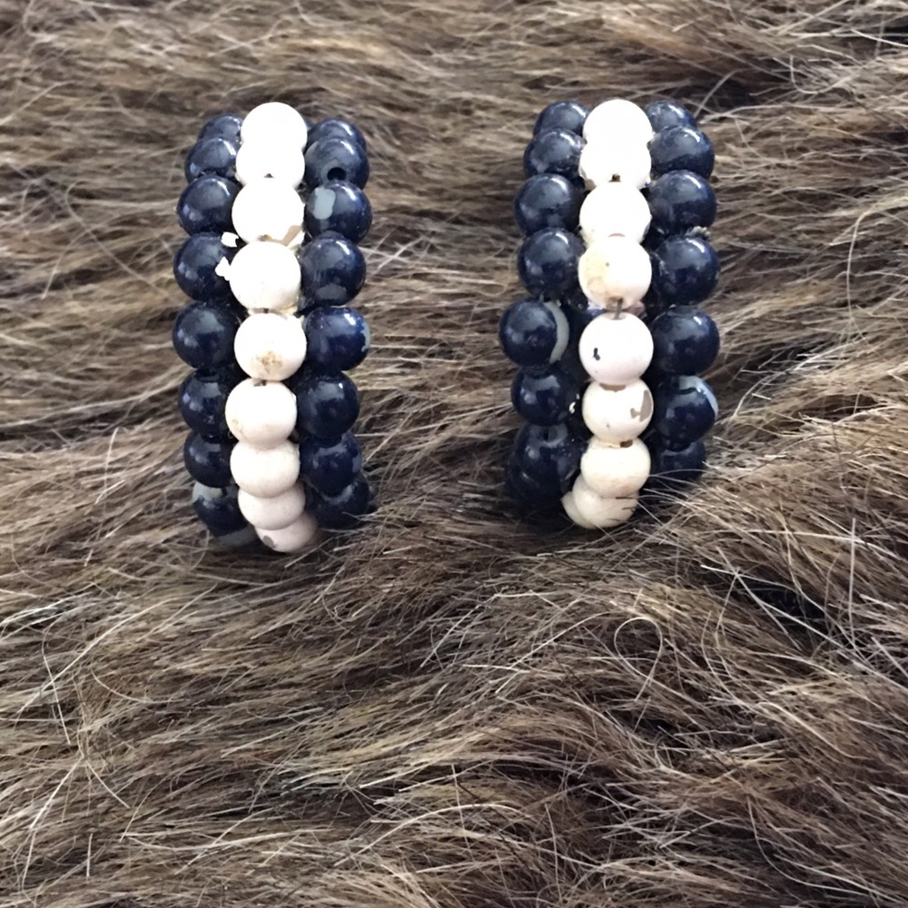 Vintage 50s bead hoop screw back clip earrings